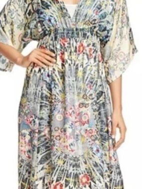Johnny Was Multicolor Floral Tie-Dye Maxi Dress